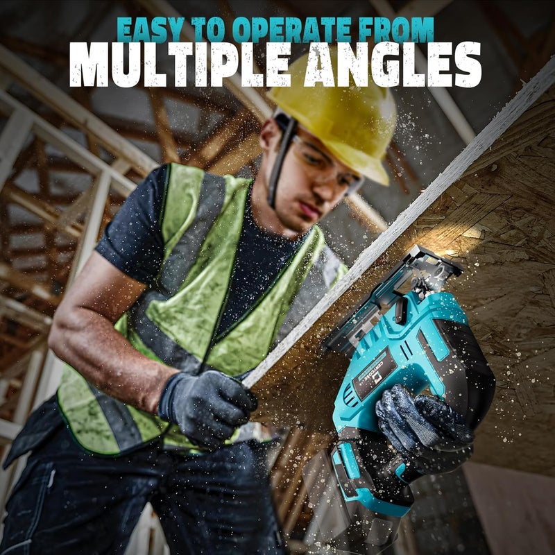 Cerycose Jigsaw Compatible With Makita 18V, Cordless jig saw tool Brushless Motor, 0°- 45° Bevel Cuts, LED Light with 3 Position Orbital Setting for Straight/Curve/Bevel/Circle Cutting (NO Battery) - Image 5